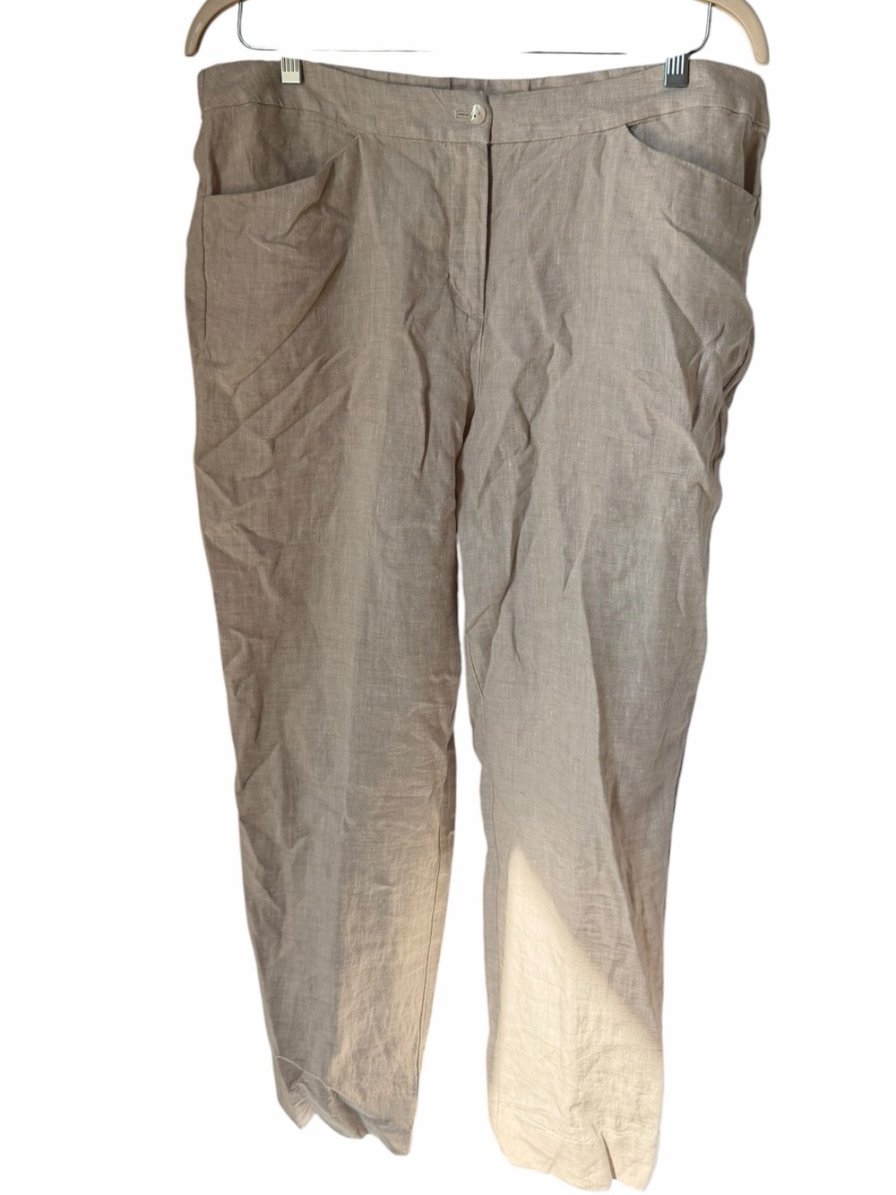 Chico’s Light Taupe 100% Linen Chino Pants Lightweight Summer Work Comfortable